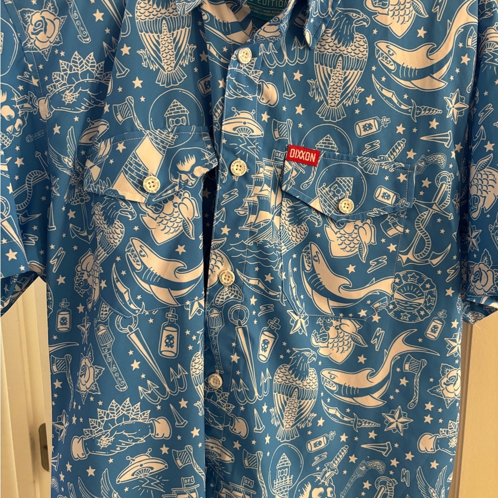 DIXXON Blue and White Nautical Pattern Shirt